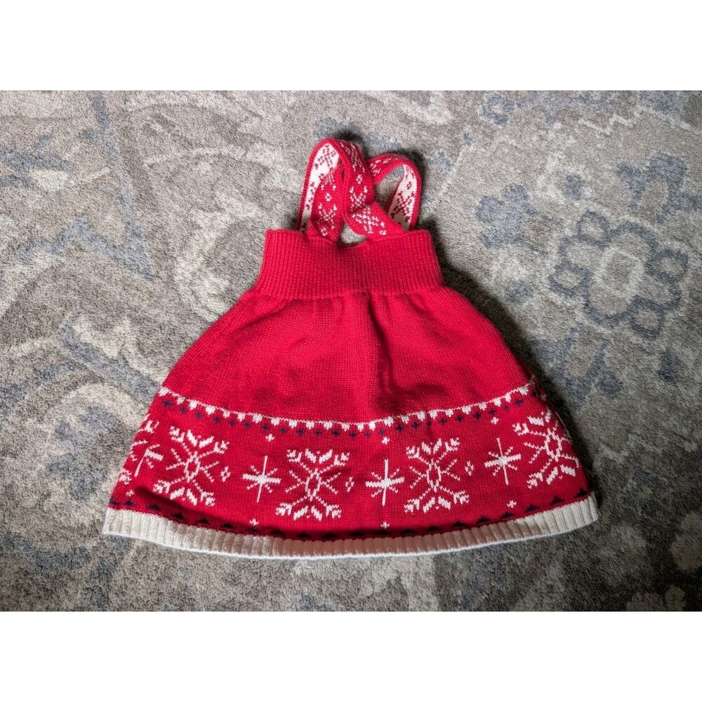 Hanna Andersson Baby Red Sweater Dress Fair Isle Size 6-12 Month Christmas Jumpe - Picture 7 of 7